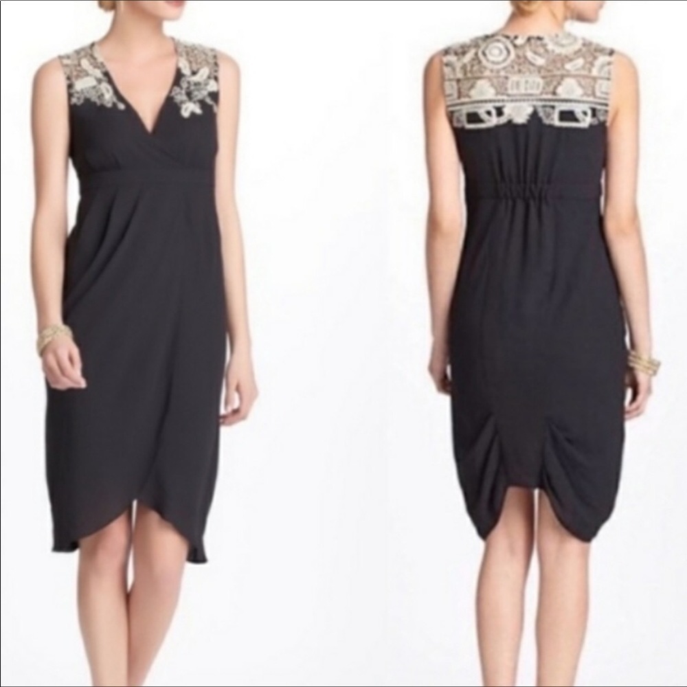 Anthropologie Meadow Rue Embroidered Tulip Cocktail Lined Dress Size 2‌‌